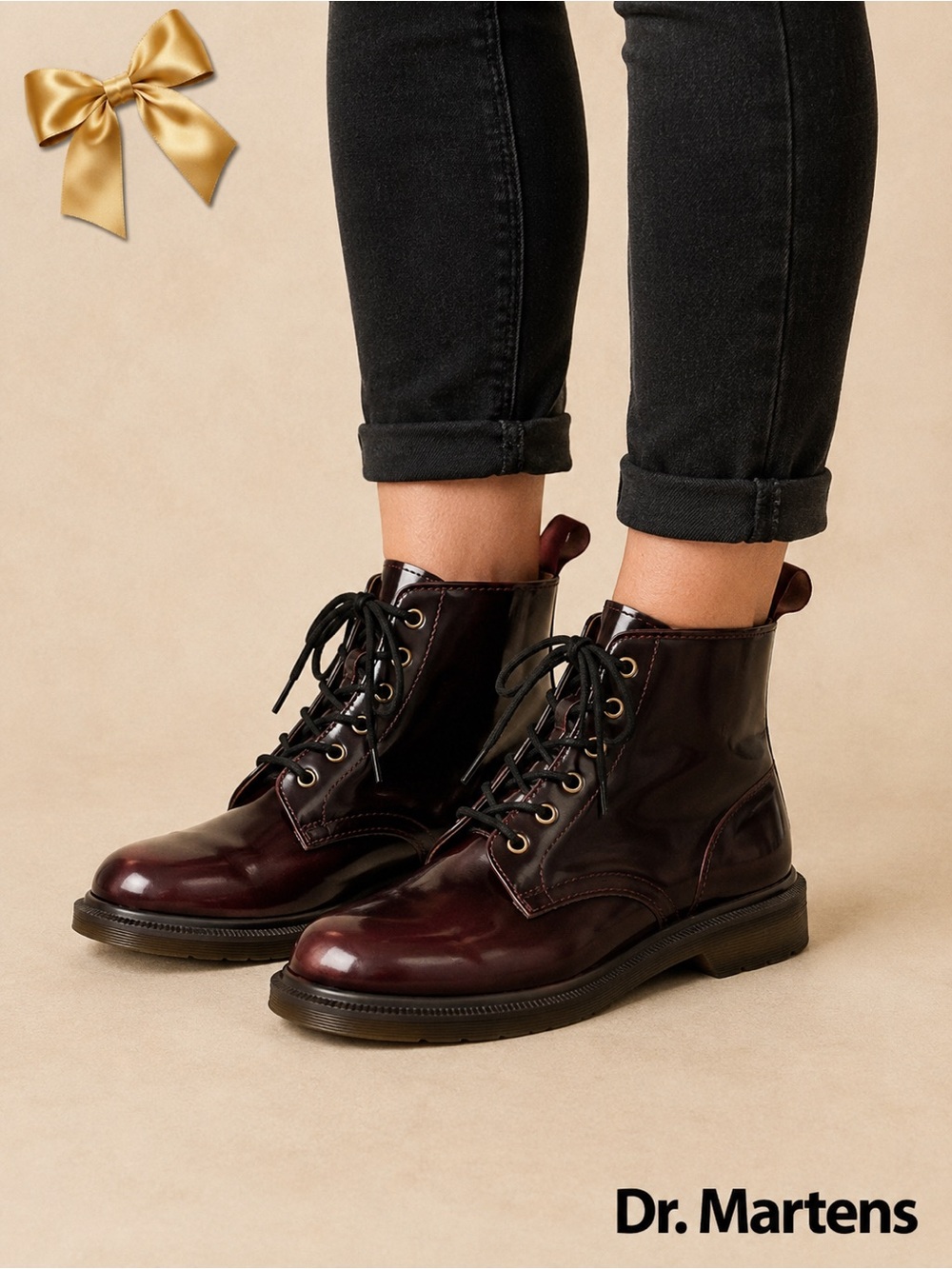 Dr. Martens Emmeline Cherry Red Arcadia Leather Ankle Boots Women’s 6